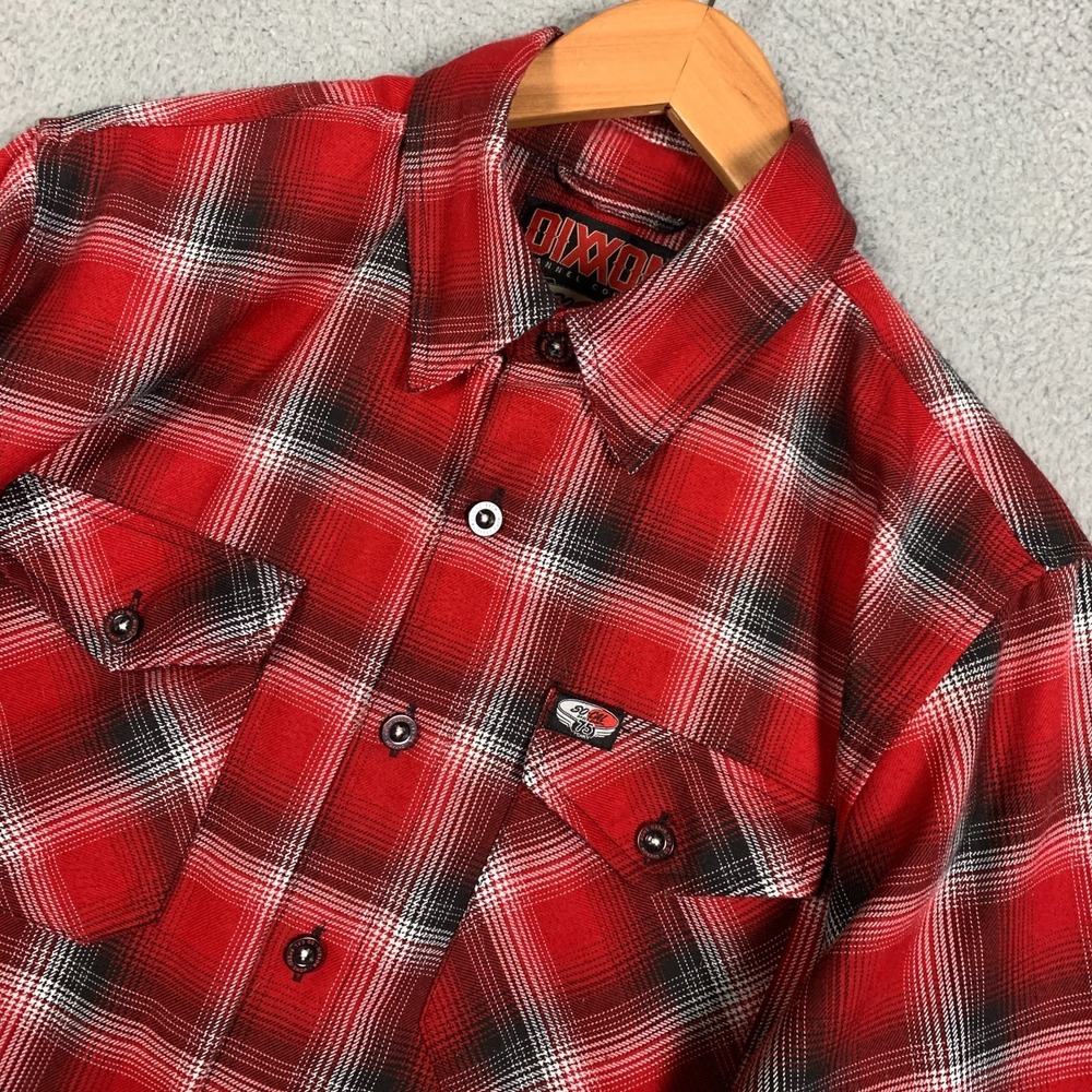 Dixxon‎ Flannel Shirt Men's Medium Red Plaid So-Cal Speed Shop D-Tech Biker Work - Picture 2 of 10